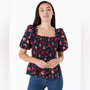 ✅ KATE SPADE ✅ WHIMSY FLORAL PUFF-SLEEVE TOP ✅ NEW WITHOUT TAGS ✅ SIZE LARGE